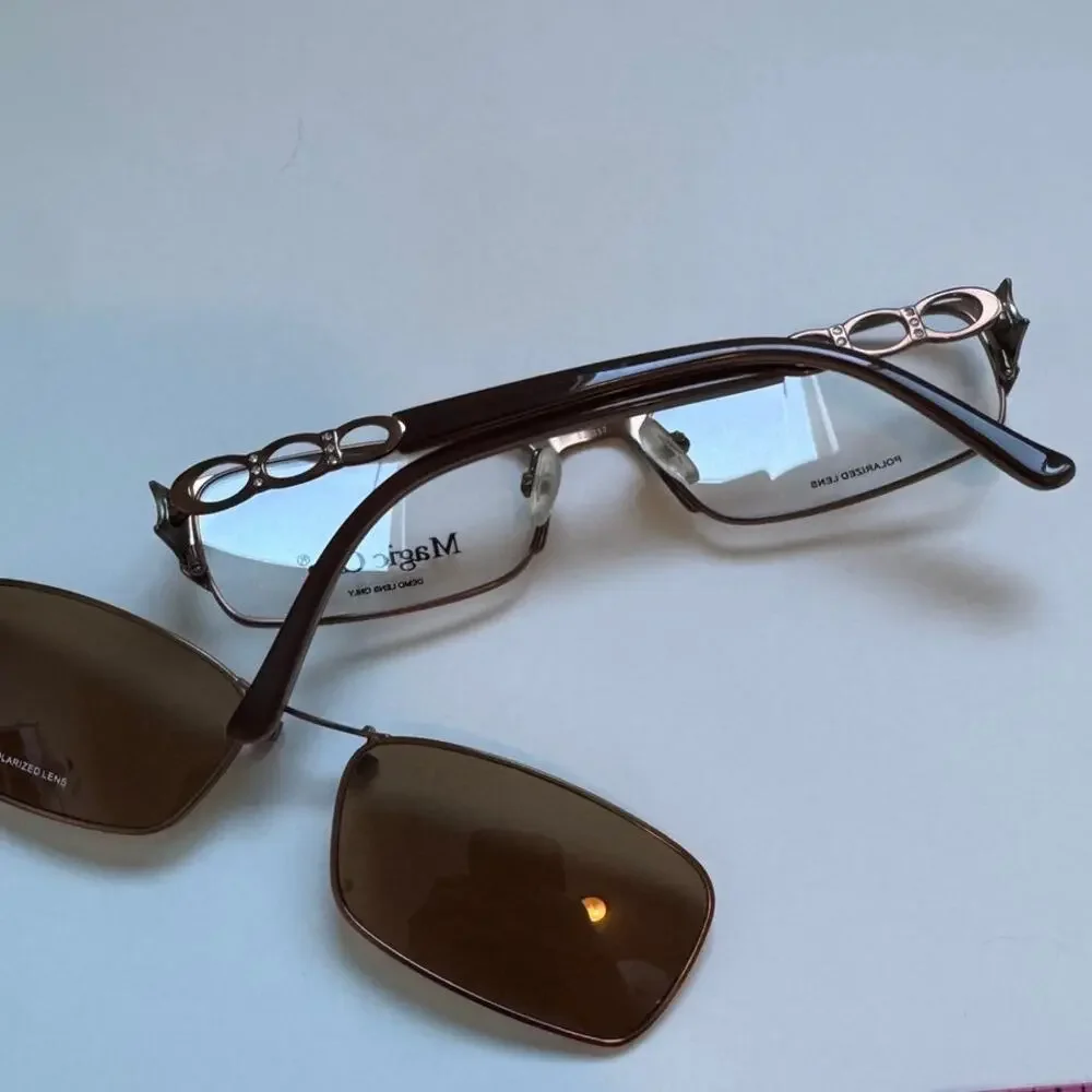 New Magic clips M384 COF square y2k brown glasses